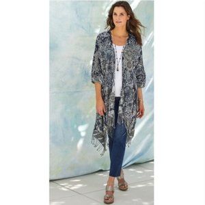 Soft Surroundings Emory Cardi Boho Drape Fringe L/XL